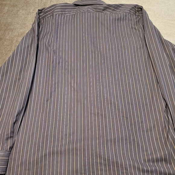 Express Men black tan white vertical stripe shirt - Picture 3 of 3